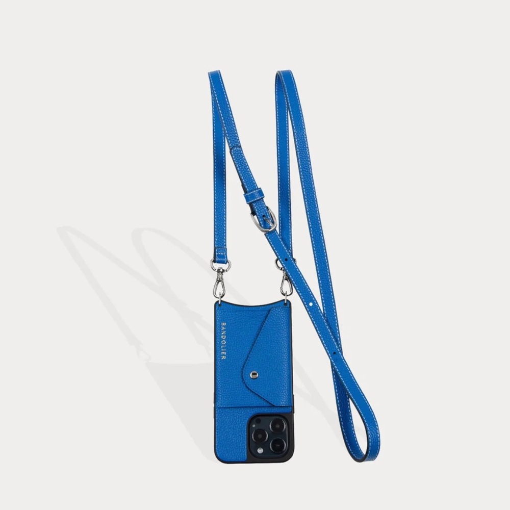 Casey Pebble Leather Crossbody Bandolier 
Palace Blue- iPhone 12 / 12 Pro